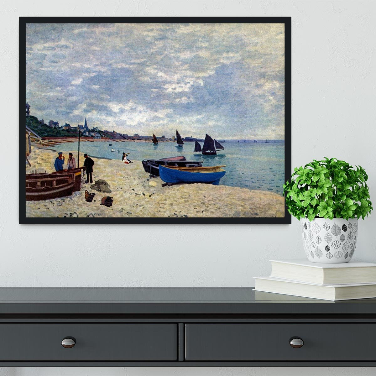 The Beach at Sainte Adresse 2 by Monet Framed Print - Canvas Art Rocks - 2