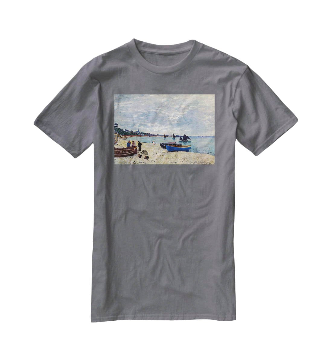 The Beach at Sainte Adresse 2 by Monet T-Shirt - Canvas Art Rocks - 3