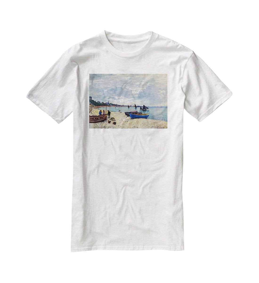 The Beach at Sainte Adresse 2 by Monet T-Shirt - Canvas Art Rocks - 5