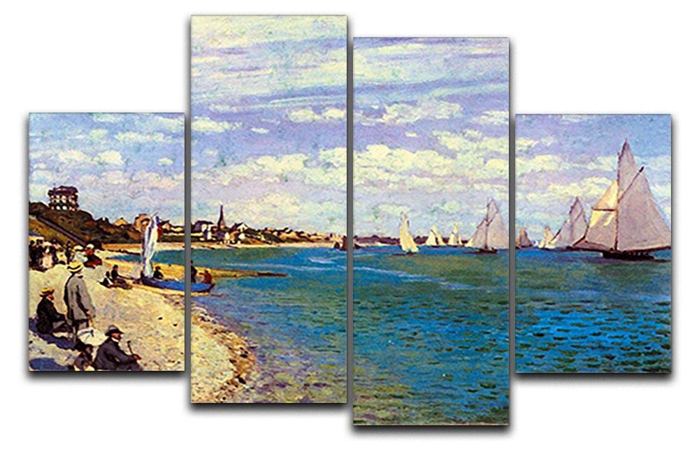 The Beach at Sainte Adresse by Monet 4 Split Panel Canvas  - Canvas Art Rocks - 1
