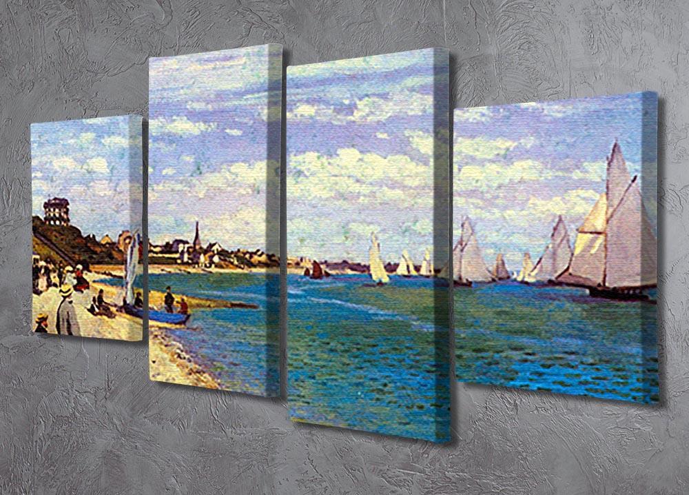 The Beach at Sainte Adresse by Monet 4 Split Panel Canvas - Canvas Art Rocks - 2