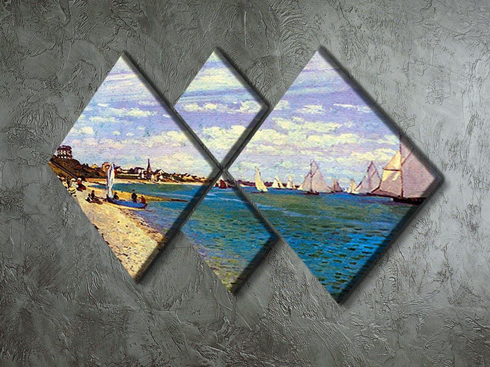 The Beach at Sainte Adresse by Monet 4 Square Multi Panel Canvas - Canvas Art Rocks - 2