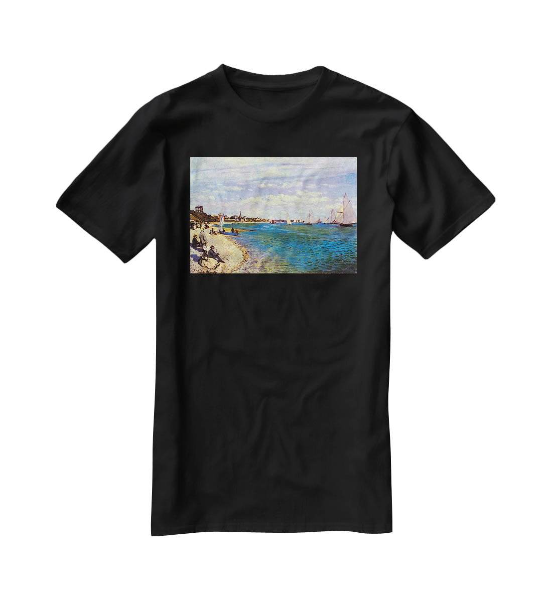 The Beach at Sainte Adresse by Monet T-Shirt - Canvas Art Rocks - 1