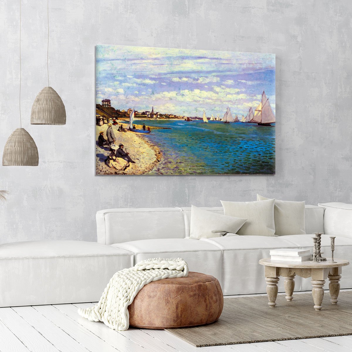 The Beach at Sainte Adresse by Monet Canvas Print or Poster