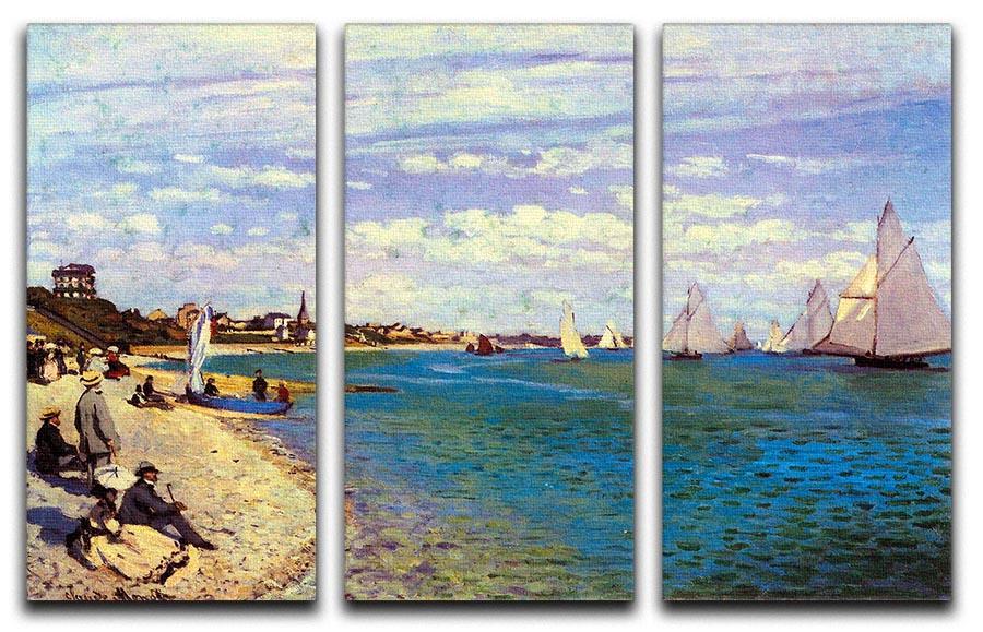 The Beach at Sainte Adresse by Monet Split Panel Canvas Print - Canvas Art Rocks - 4