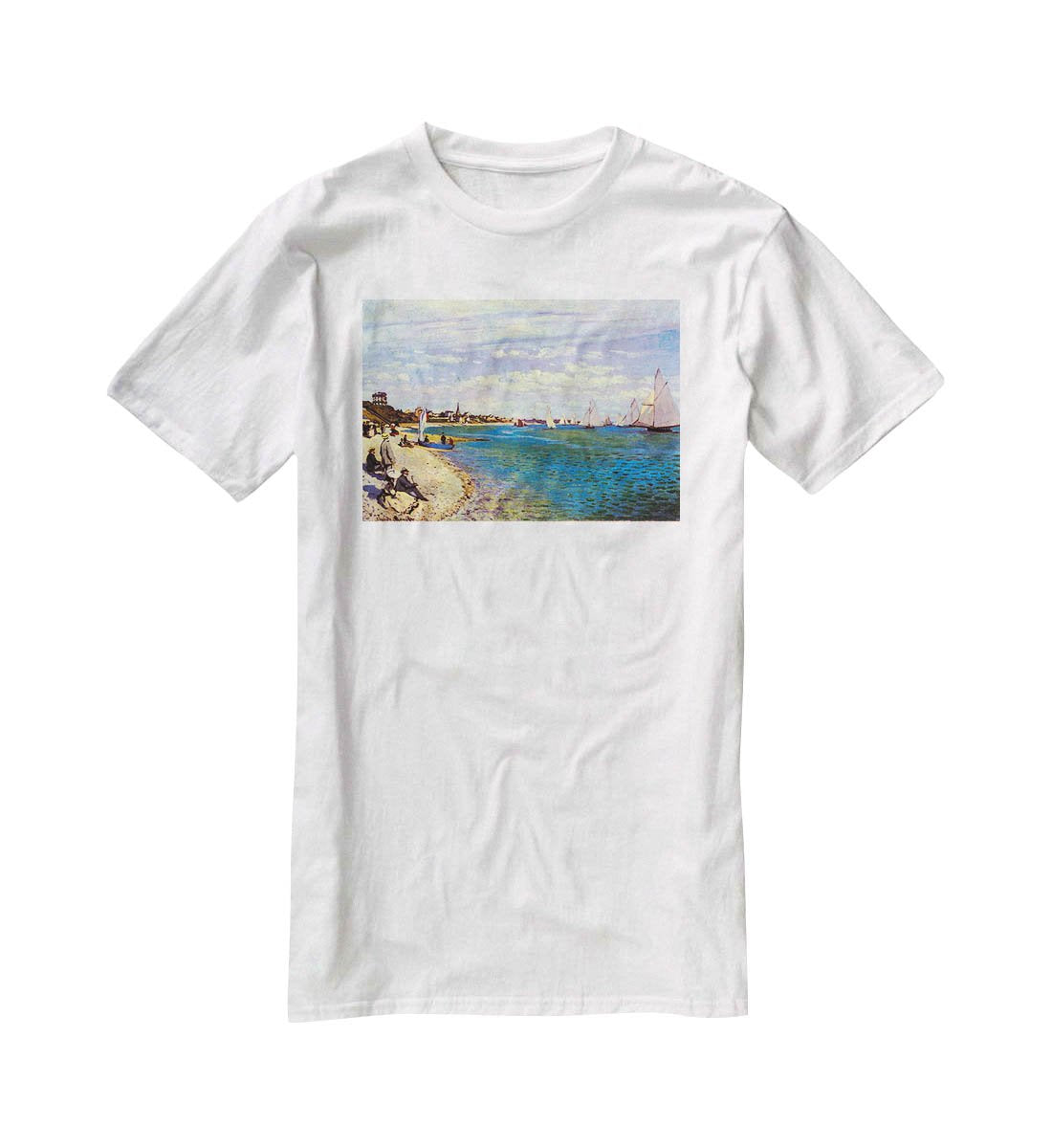 The Beach at Sainte Adresse by Monet T-Shirt - Canvas Art Rocks - 5
