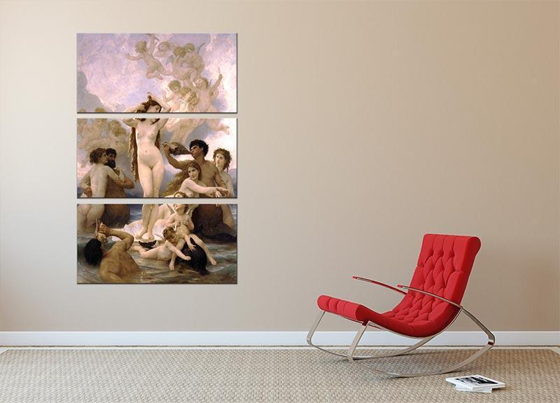 The Birth of Venus By Bouguereau 3 Split Panel Canvas Print - Canvas Art Rocks - 2