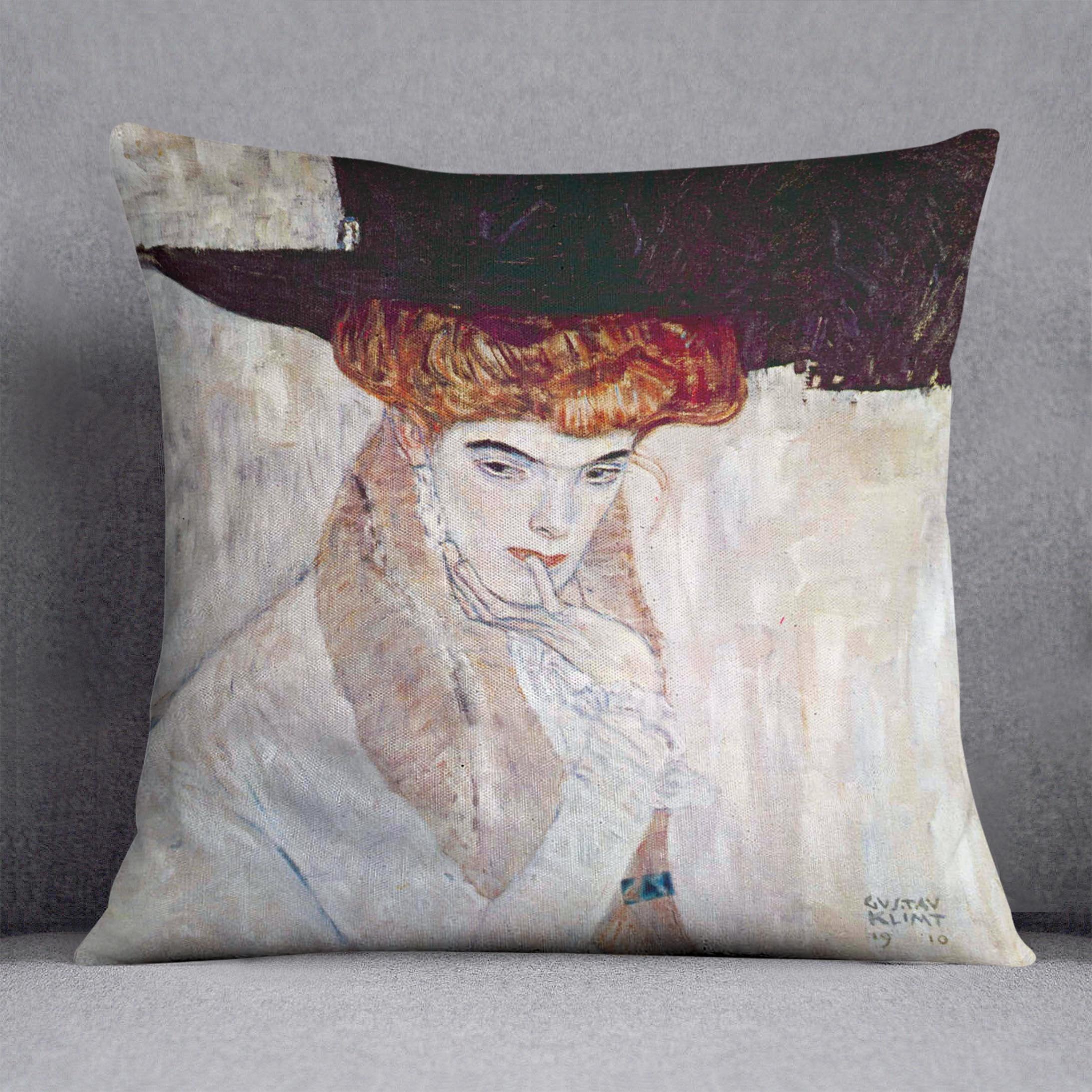 The Black Hat by Klimt Throw Pillow