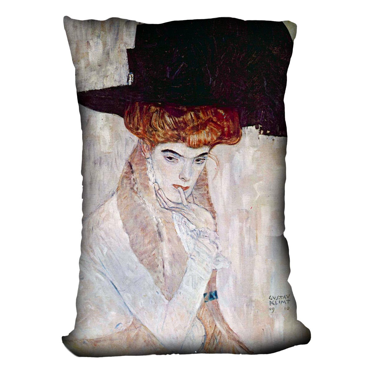 The Black Hat by Klimt Throw Pillow