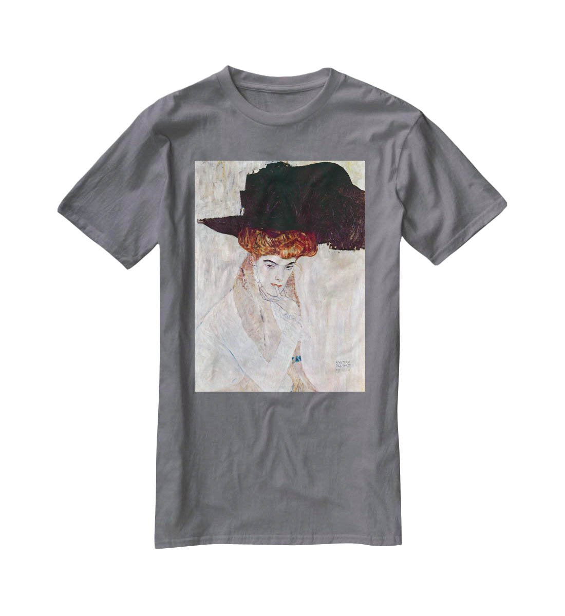 The Black Hat by Klimt T-Shirt - Canvas Art Rocks - 3