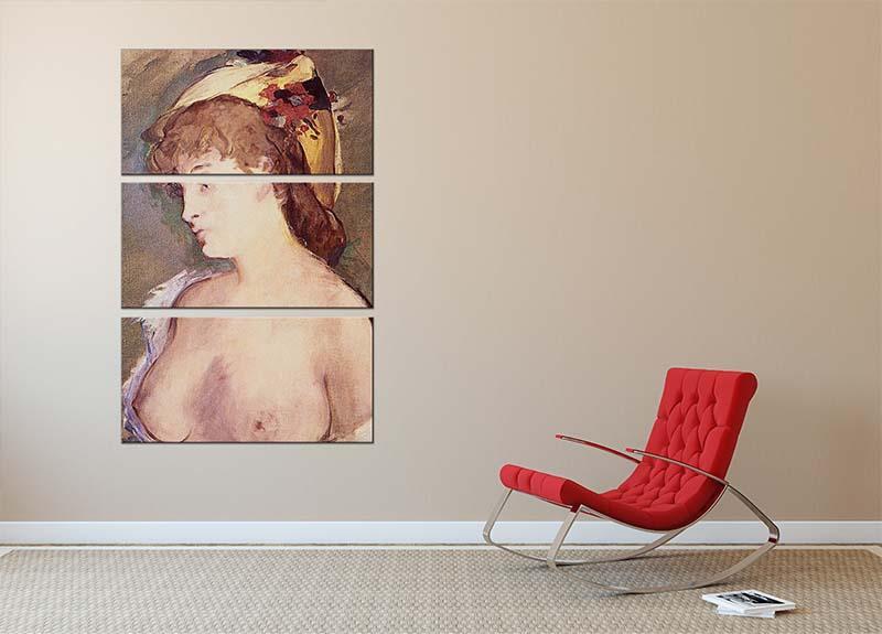 The Blond Nude by Manet 3 Split Panel Canvas Print - Canvas Art Rocks - 2