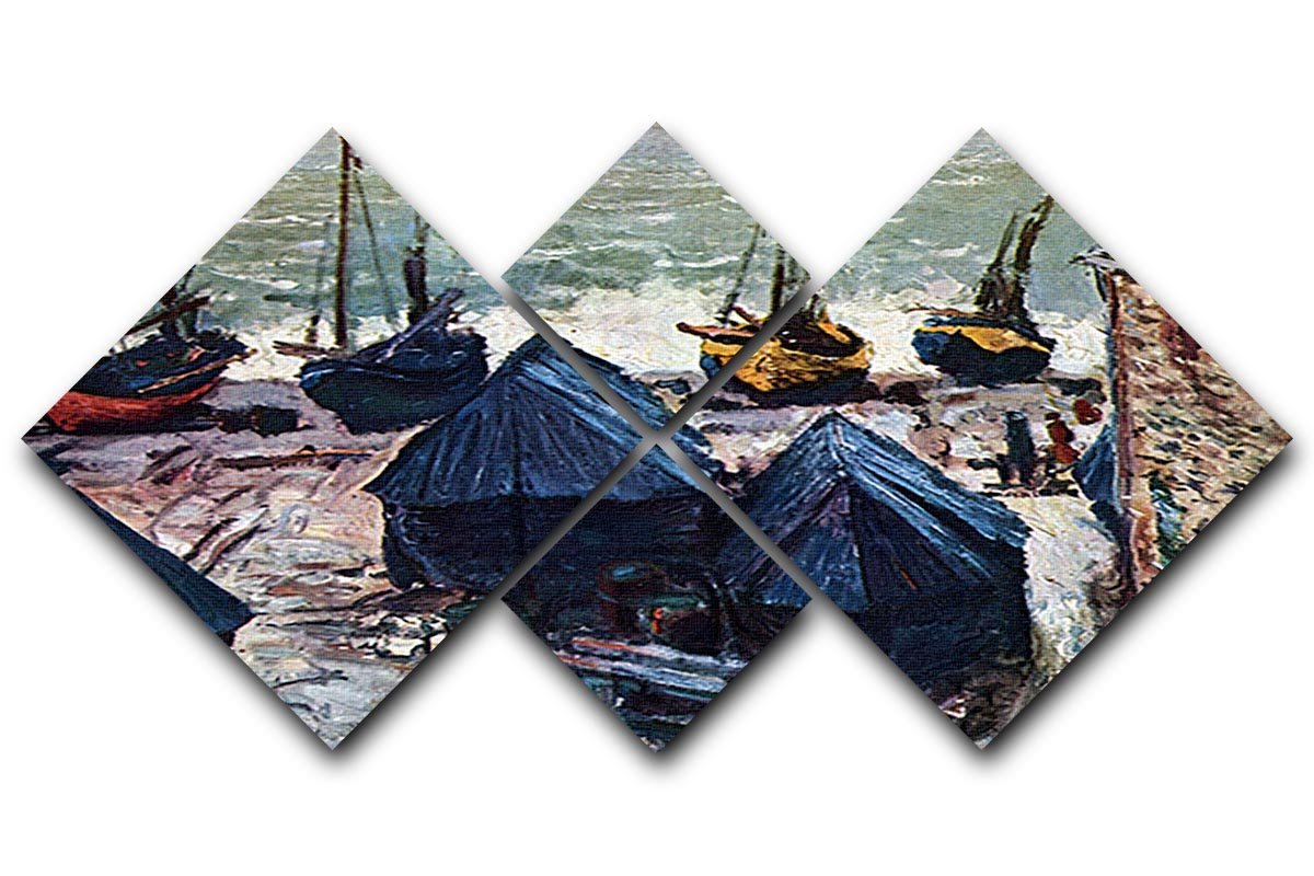 The Boats by Monet 4 Square Multi Panel Canvas  - Canvas Art Rocks - 1