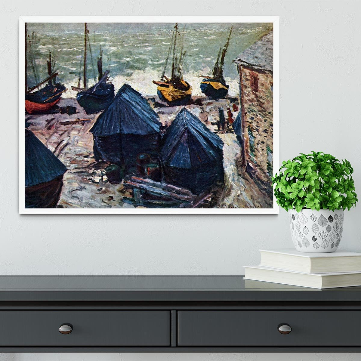 The Boats by Monet Framed Print - Canvas Art Rocks -6