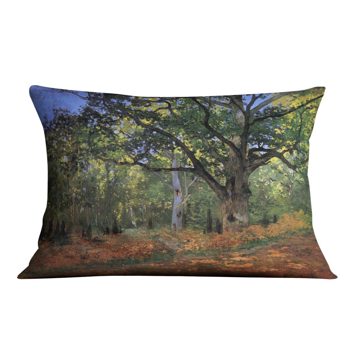 The Bodmer oak Fontainbleau forest by Monet Throw Pillow