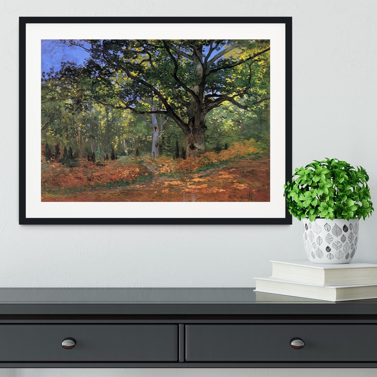 The Bodmer oak Fontainbleau forest by Monet Framed Print - Canvas Art Rocks - 1