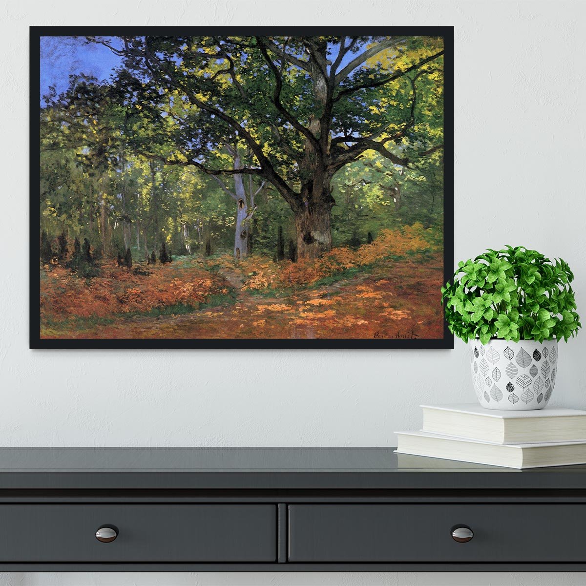 The Bodmer oak Fontainbleau forest by Monet Framed Print - Canvas Art Rocks - 2