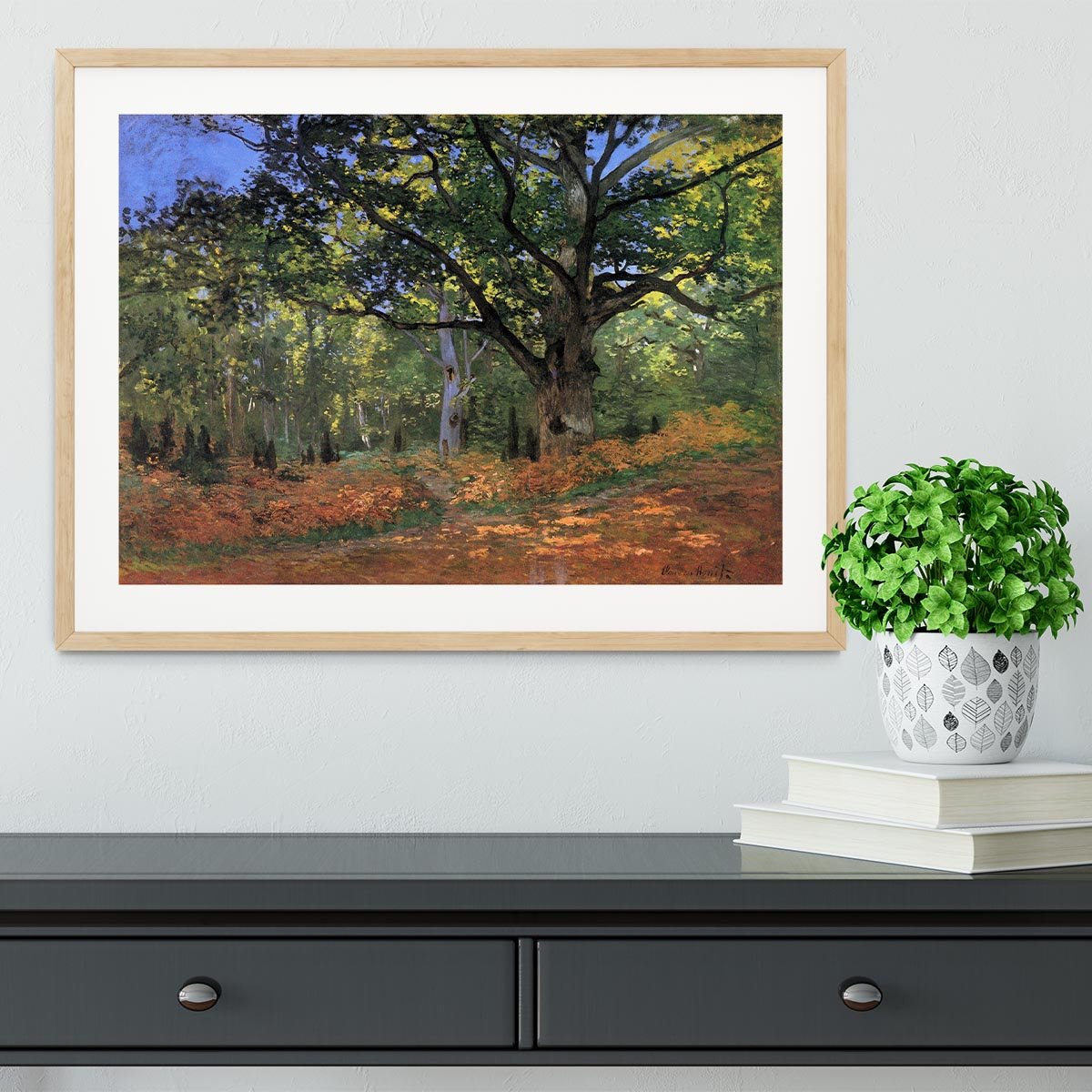 The Bodmer oak Fontainbleau forest by Monet Framed Print - Canvas Art Rocks - 3