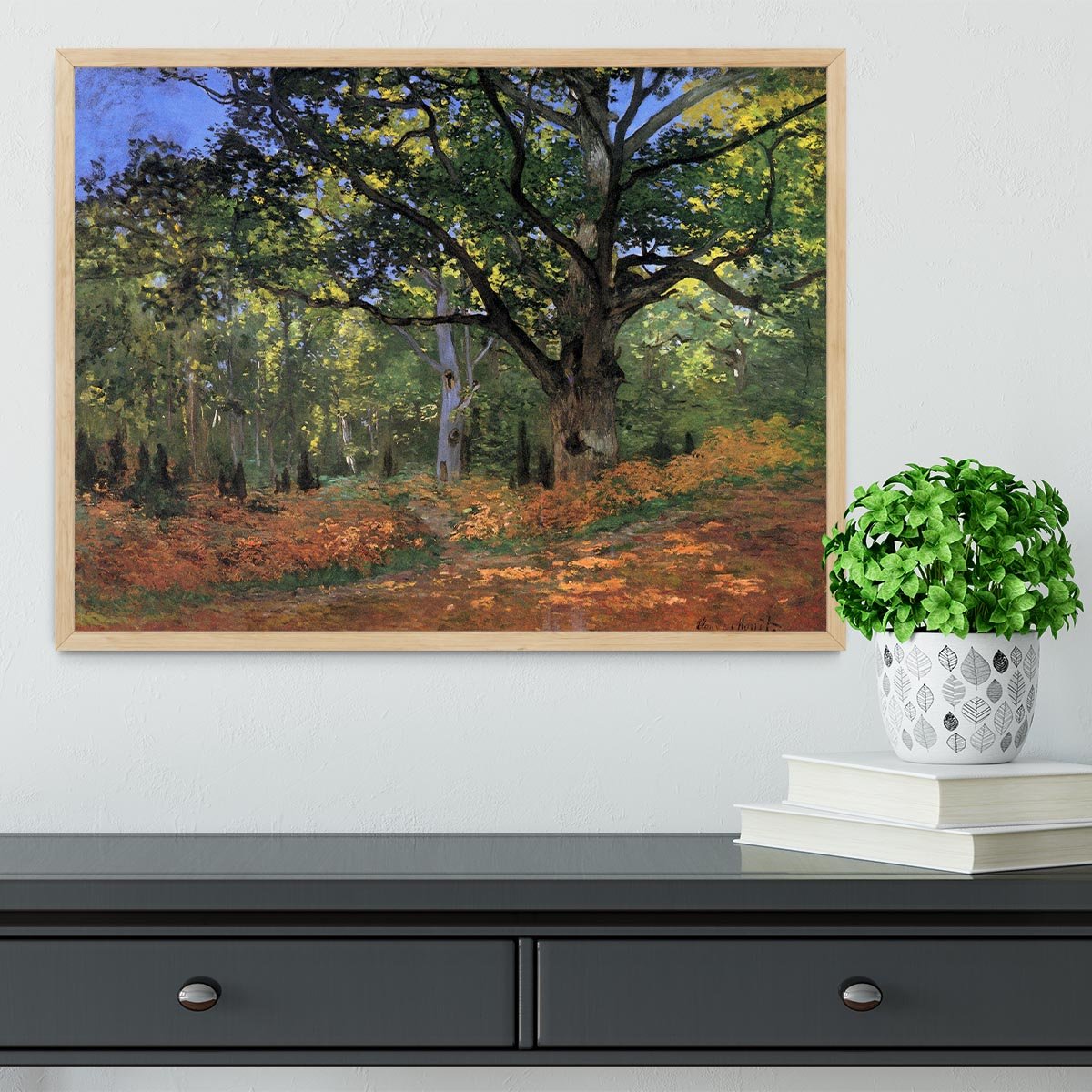 The Bodmer oak Fontainbleau forest by Monet Framed Print - Canvas Art Rocks - 4