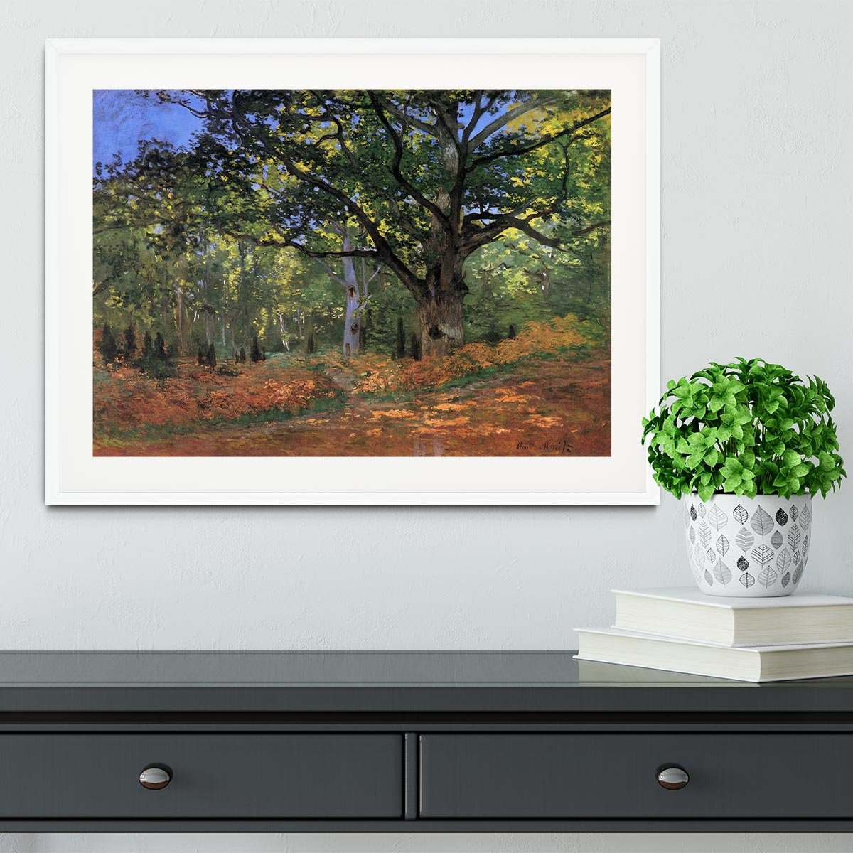The Bodmer oak Fontainbleau forest by Monet Framed Print - Canvas Art Rocks - 5