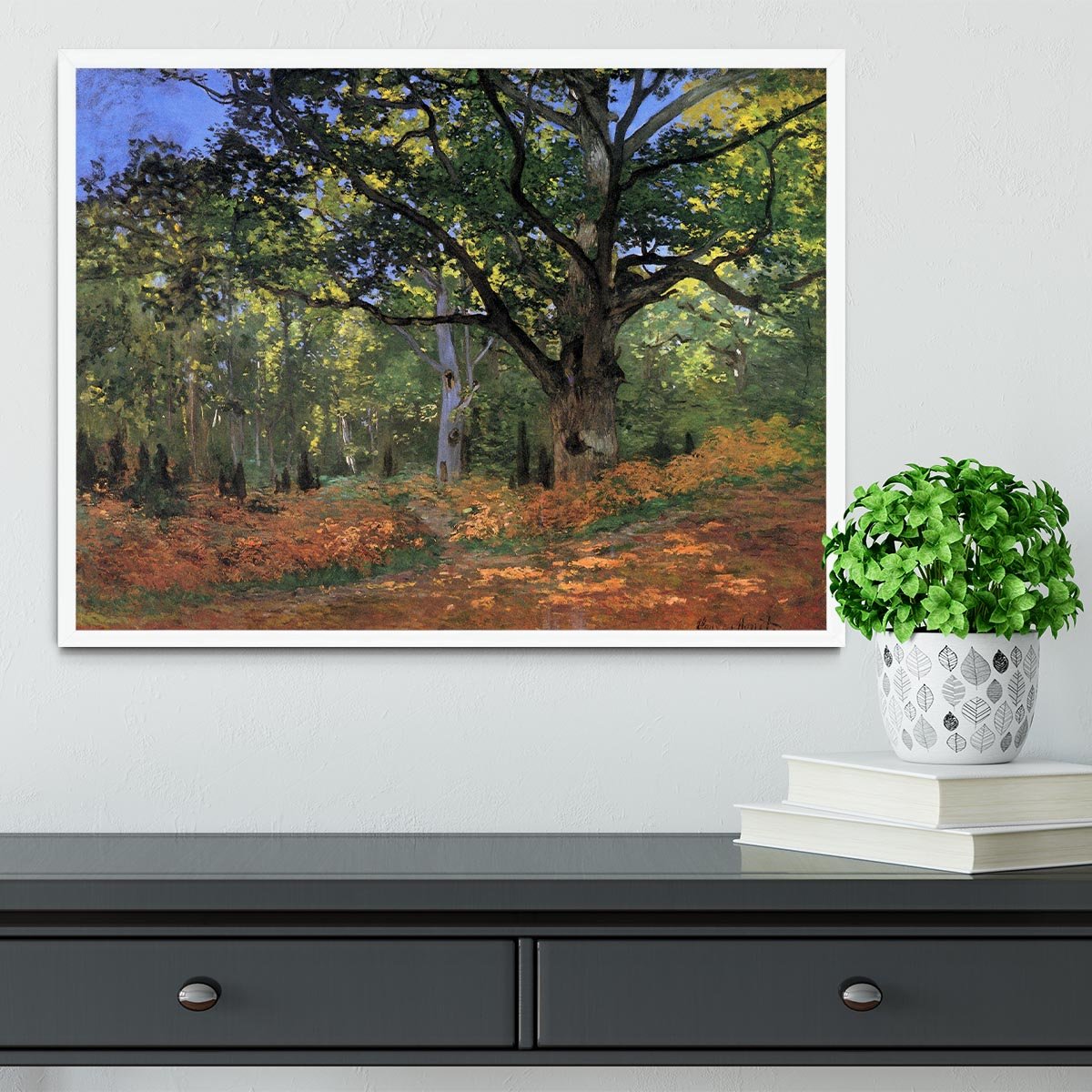 The Bodmer oak Fontainbleau forest by Monet Framed Print - Canvas Art Rocks -6