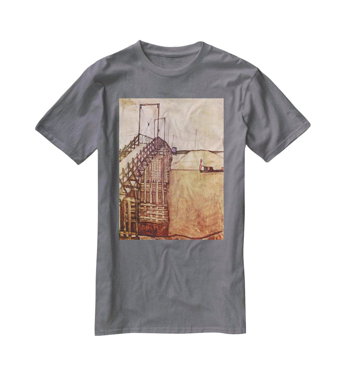 The Bridge by Egon Schiele T-Shirt - Canvas Art Rocks - 3