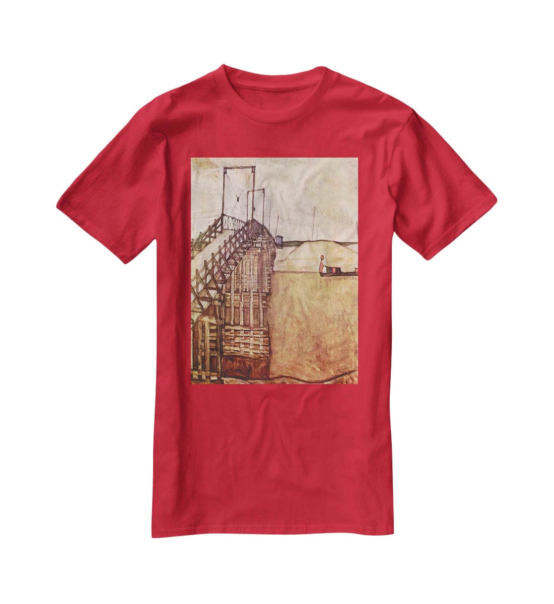 The Bridge by Egon Schiele T-Shirt - Canvas Art Rocks - 4