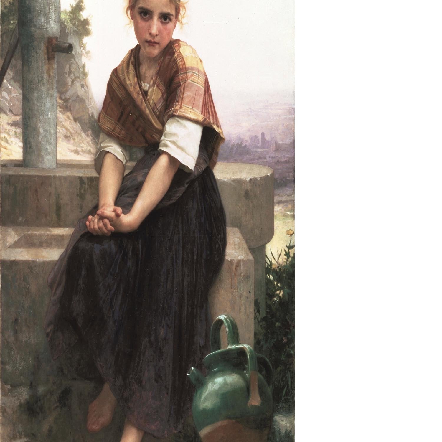 The Broken Pitcher By Bouguereau Floating Framed Canvas