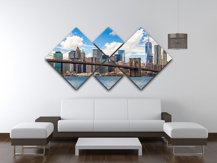 The Brooklyn Bridge 4 Square Multi Panel Canvas  - Canvas Art Rocks - 3