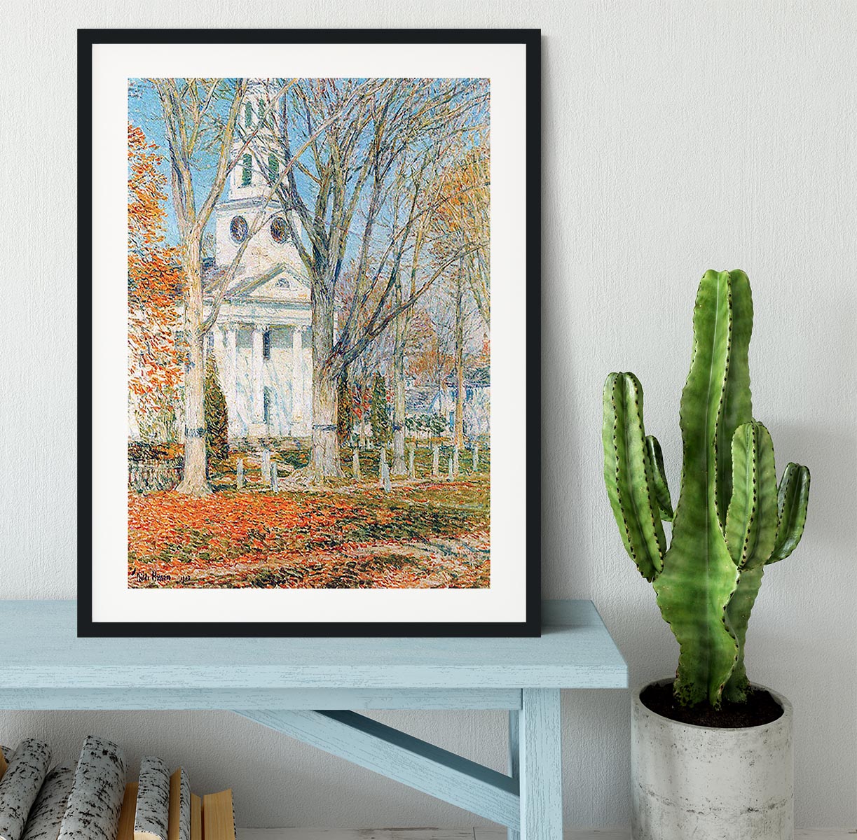 The Church of Old Lyme Connecticut 1 by Hassam Framed Print - Canvas Art Rocks - 1