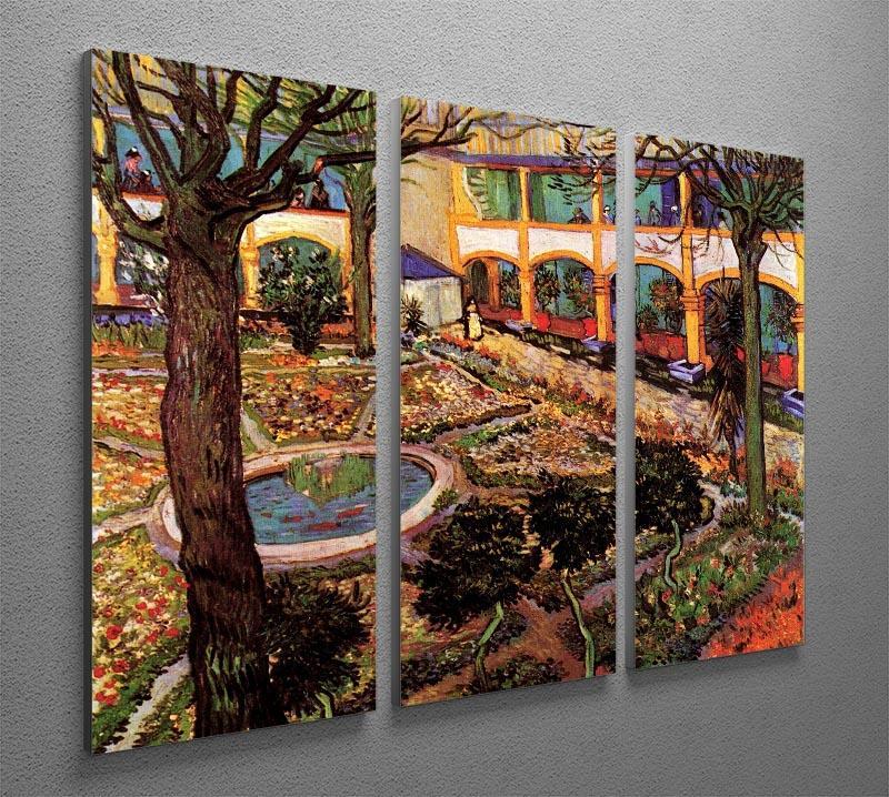 The Courtyard of the Hospital at Arles by Van Gogh 3 Split Panel Canvas Print - Canvas Art Rocks - 4