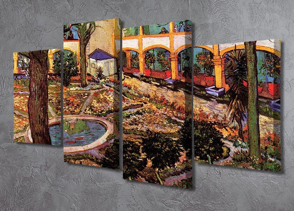 The Courtyard of the Hospital at Arles by Van Gogh 4 Split Panel Canvas - Canvas Art Rocks - 2