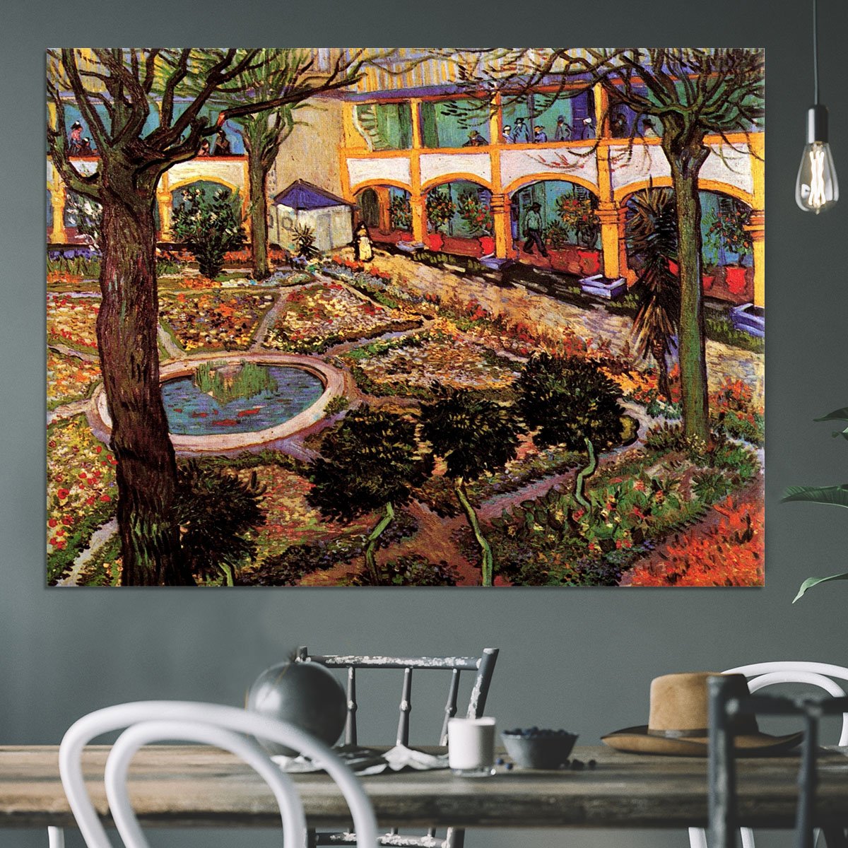 The Courtyard of the Hospital at Arles by Van Gogh Canvas Print or Poster