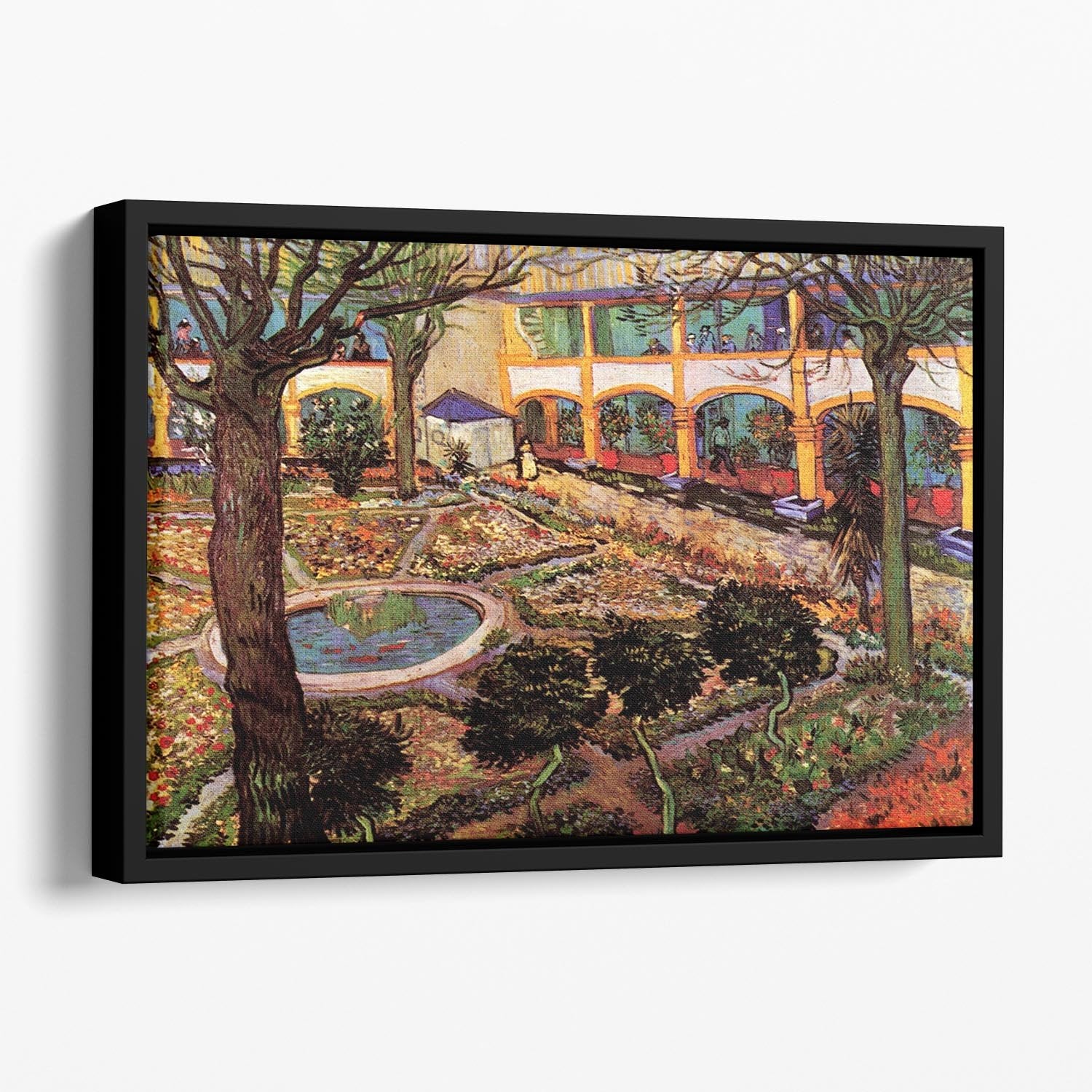 The Courtyard of the Hospital at Arles by Van Gogh Floating Framed Canvas