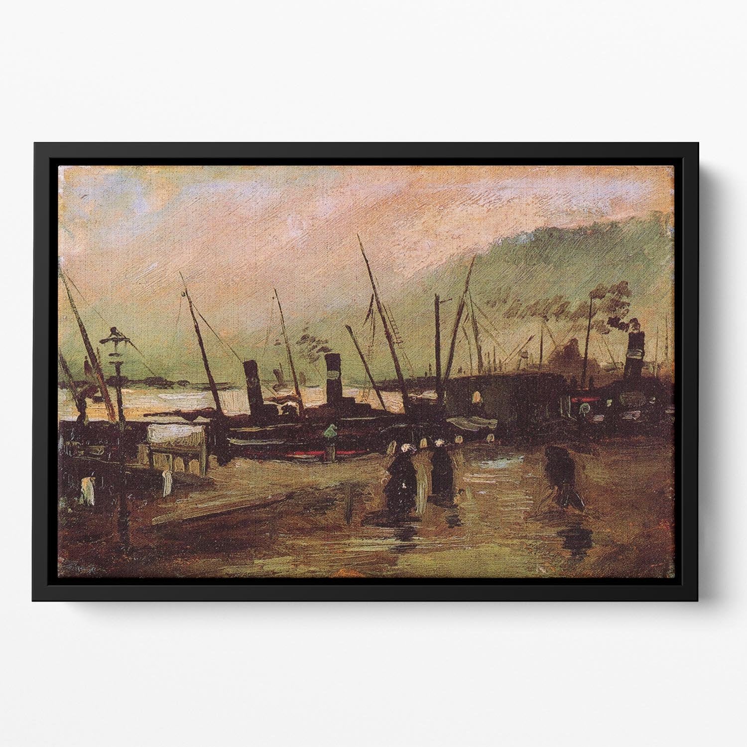 The De Ruijterkade in Amsterdam by Van Gogh Floating Framed Canvas