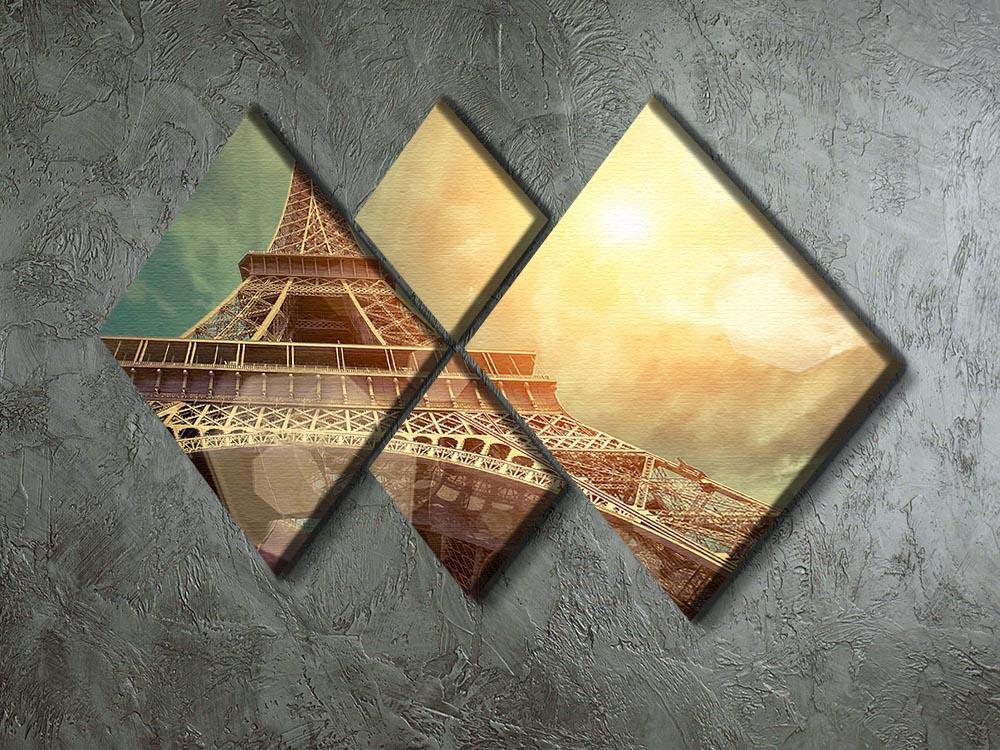 The Eiffel tower under sun light 4 Square Multi Panel Canvas  - Canvas Art Rocks - 2