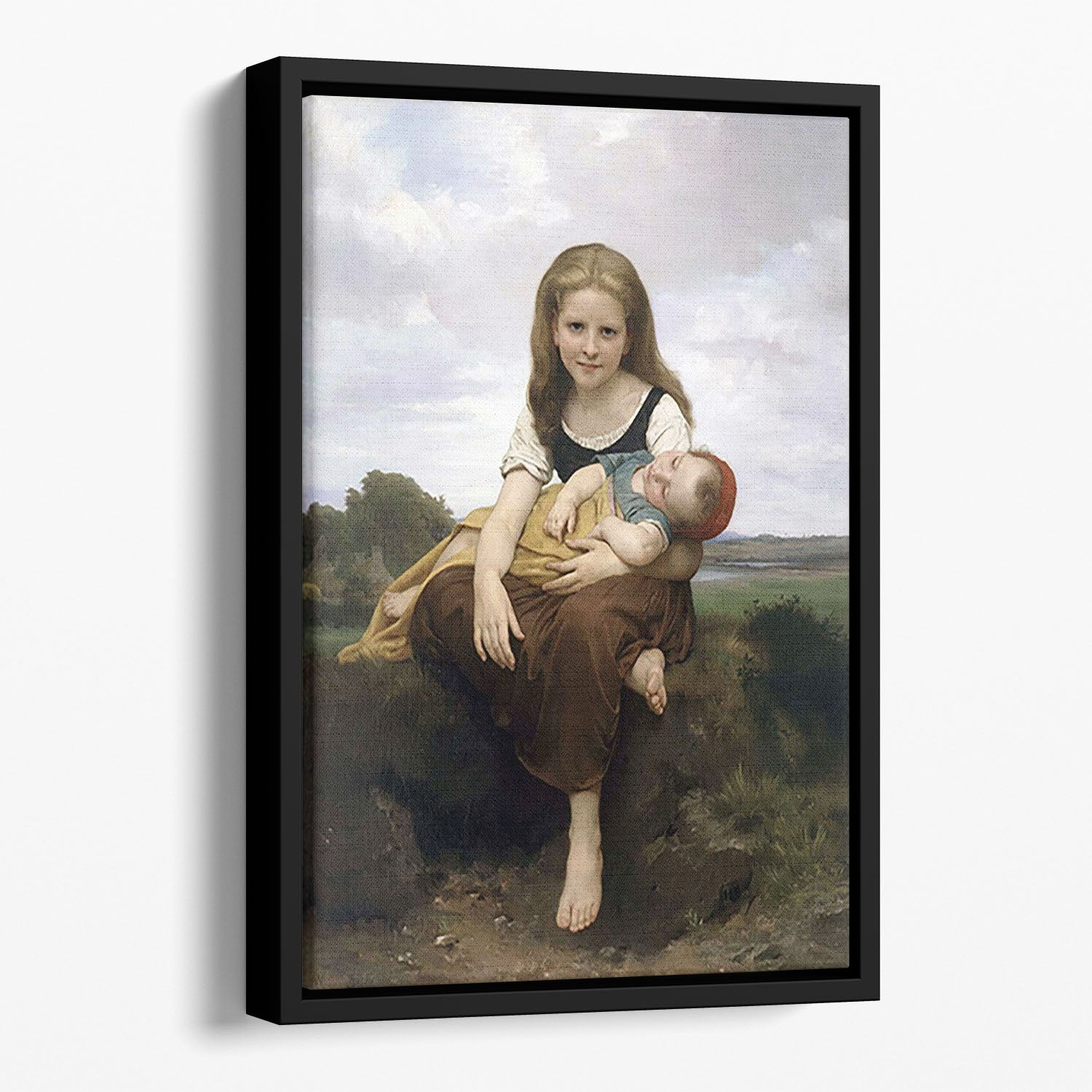 The Elder Sister By Bouguereau Floating Framed Canvas