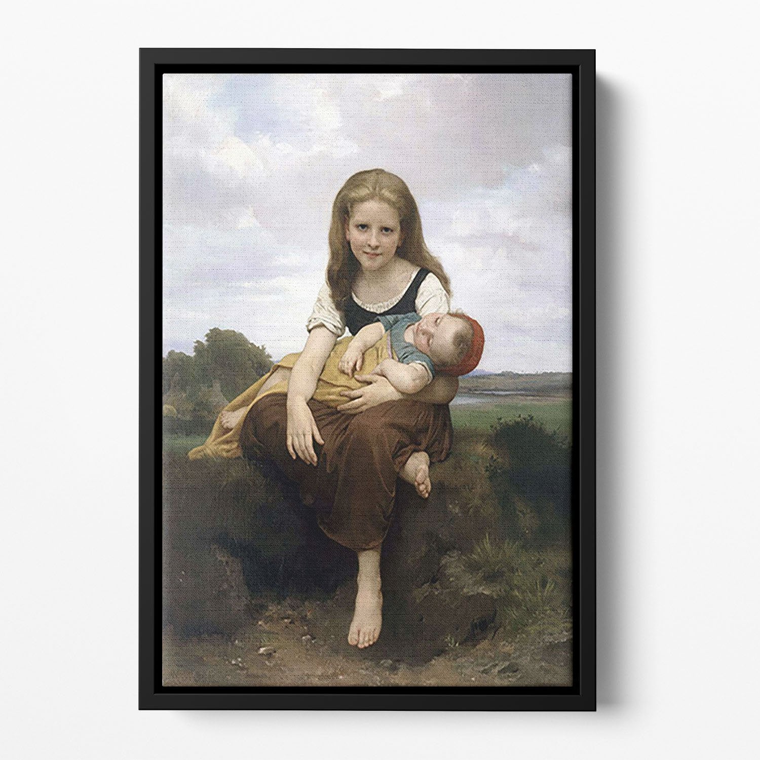 The Elder Sister By Bouguereau Floating Framed Canvas