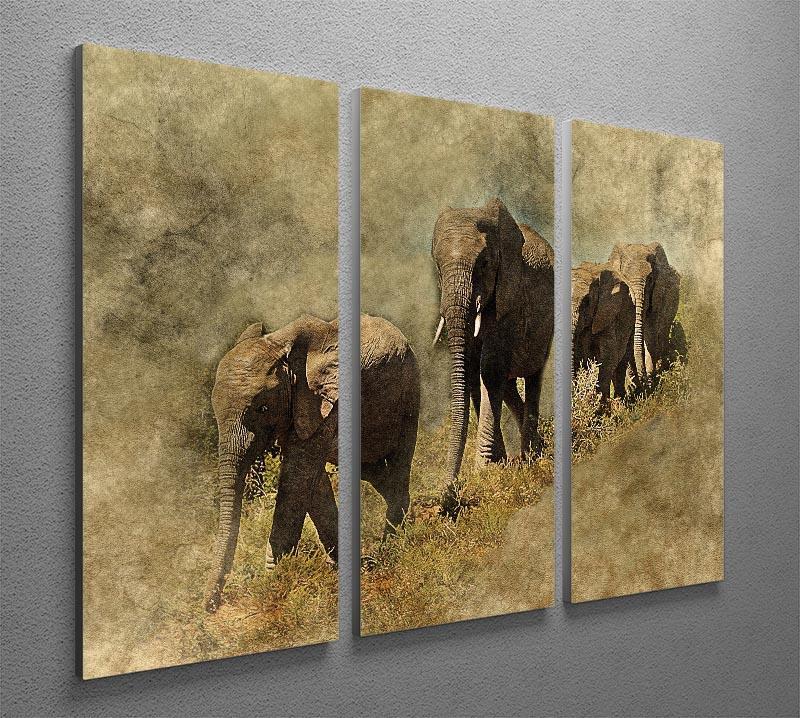 The Elephants March 3 Split Panel Canvas Print - Canvas Art Rocks - 2