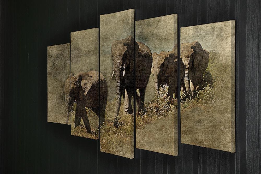 The Elephants March 5 Split Panel Canvas - Canvas Art Rocks - 2