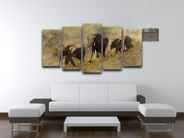 The Elephants March 5 Split Panel Canvas - Canvas Art Rocks - 3