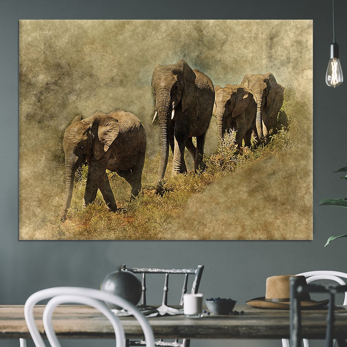 The Elephants March Canvas Print or Poster