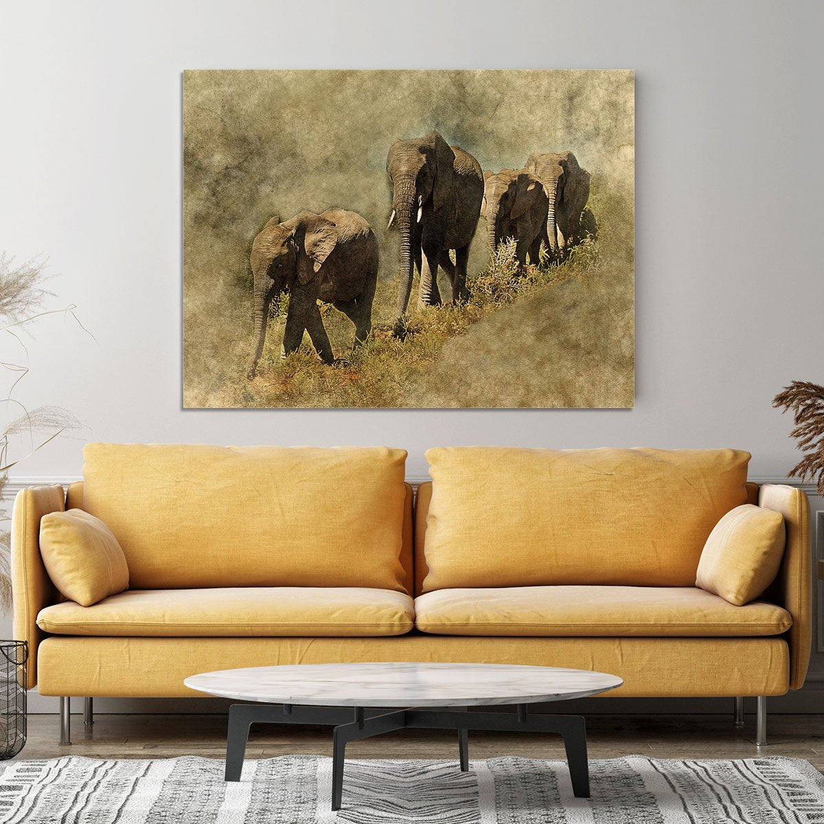 The Elephants March Canvas Print or Poster