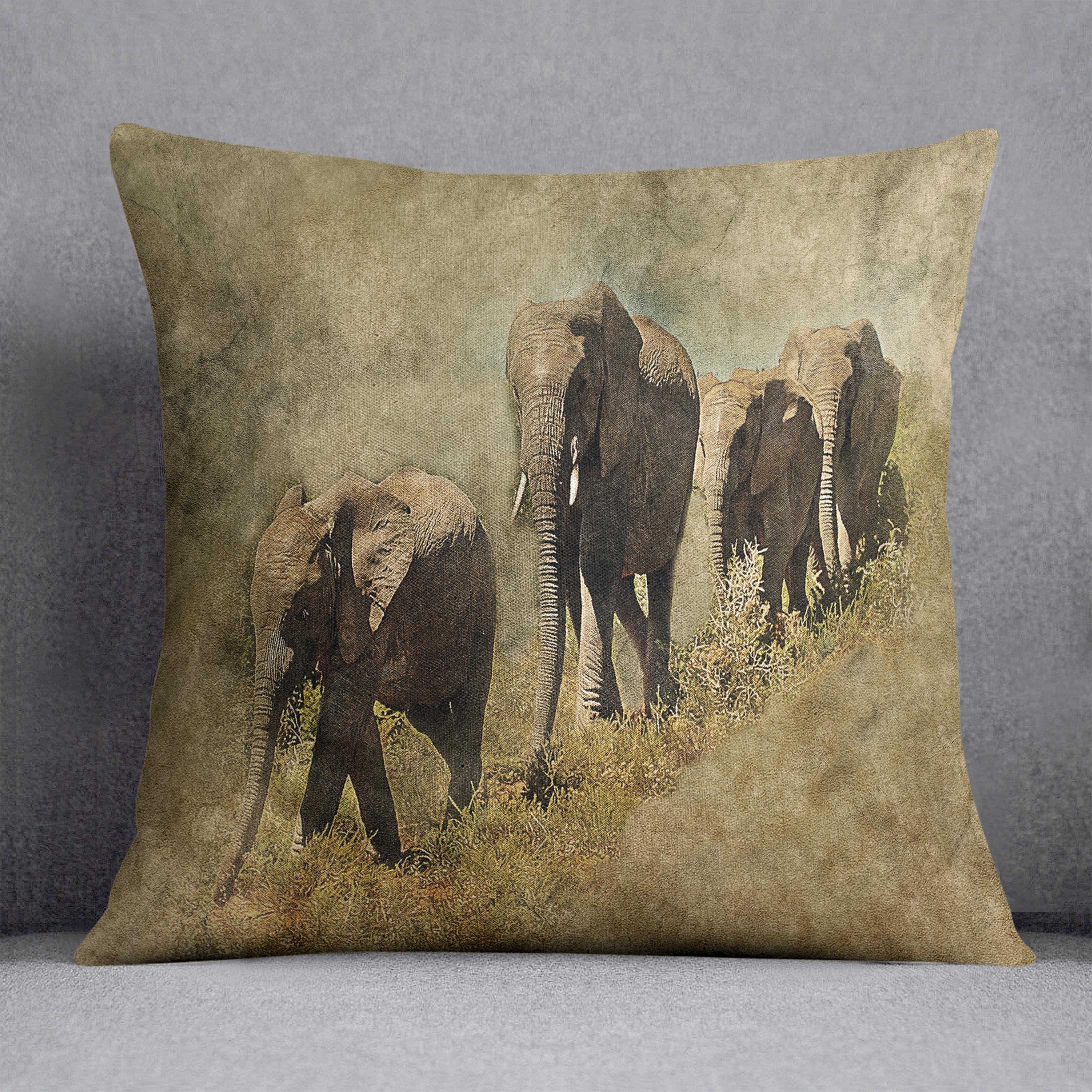The Elephants March Cushion