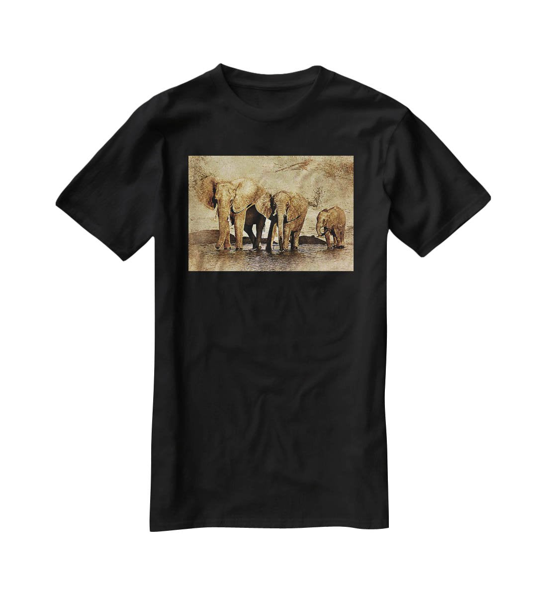 The Elephants March Version 2 T-Shirt - Canvas Art Rocks - 1