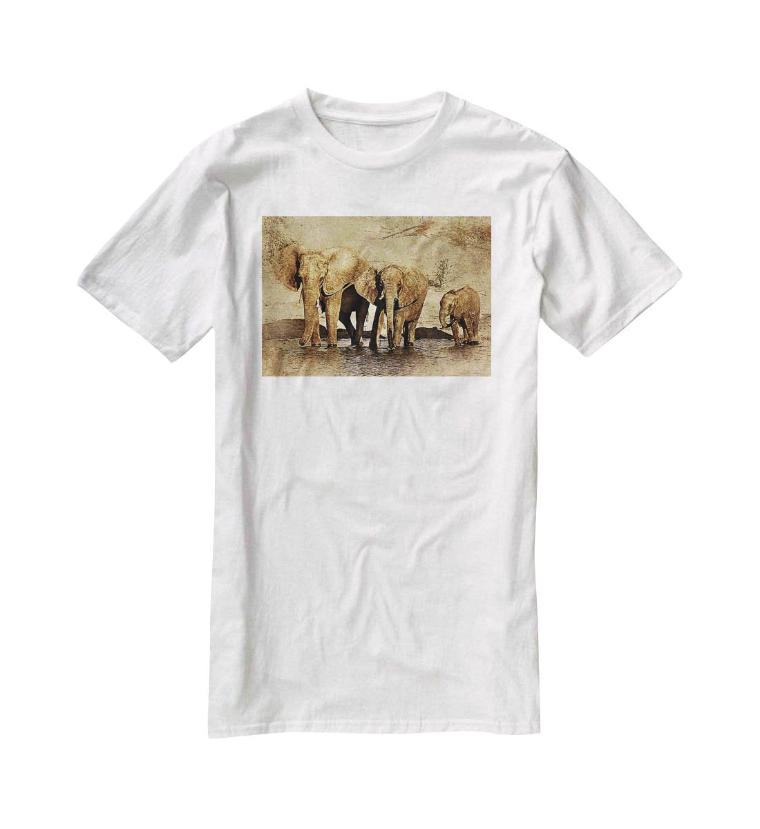The Elephants March Version 2 T-Shirt - Canvas Art Rocks - 5
