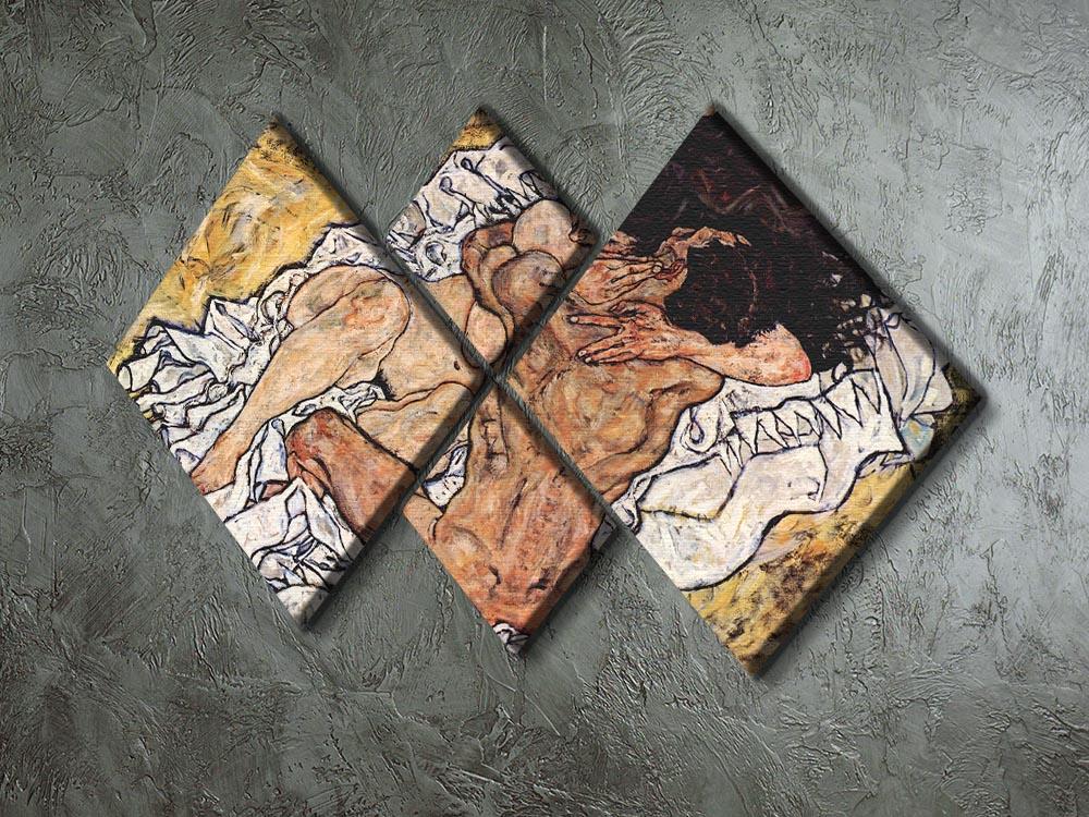 The Embrace by Egon Schiele 4 Square Multi Panel Canvas - Canvas Art Rocks - 2