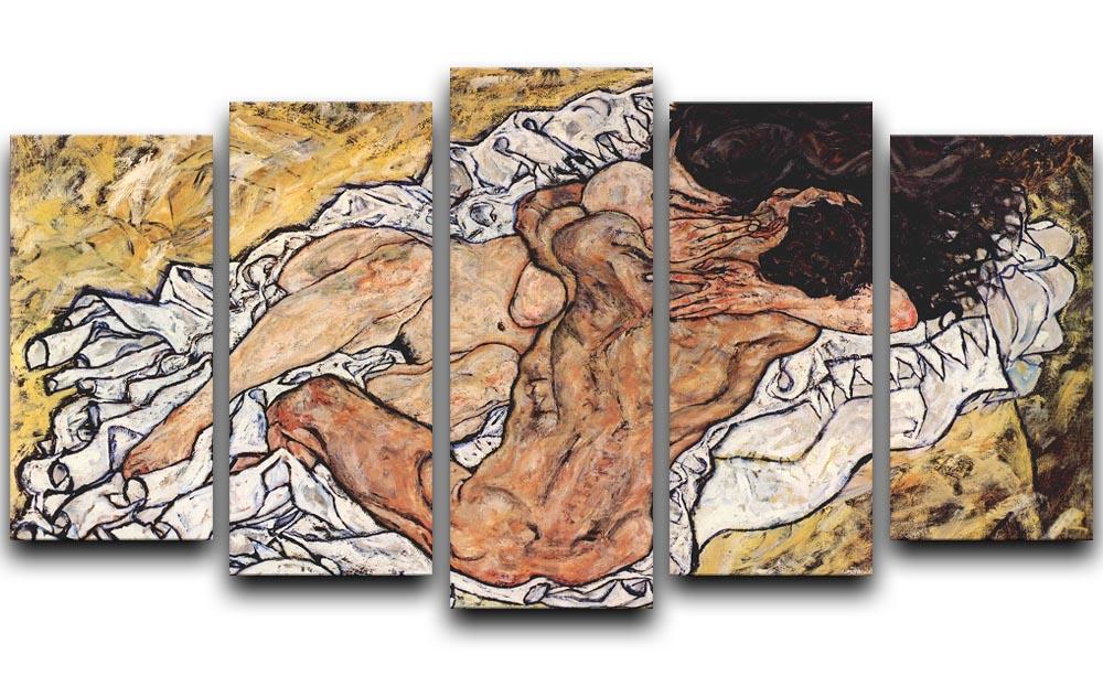 The Embrace by Egon Schiele 5 Split Panel Canvas - Canvas Art Rocks - 1