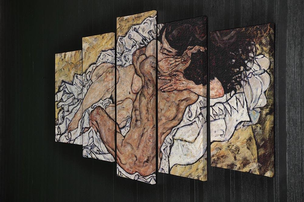 The Embrace by Egon Schiele 5 Split Panel Canvas - Canvas Art Rocks - 2
