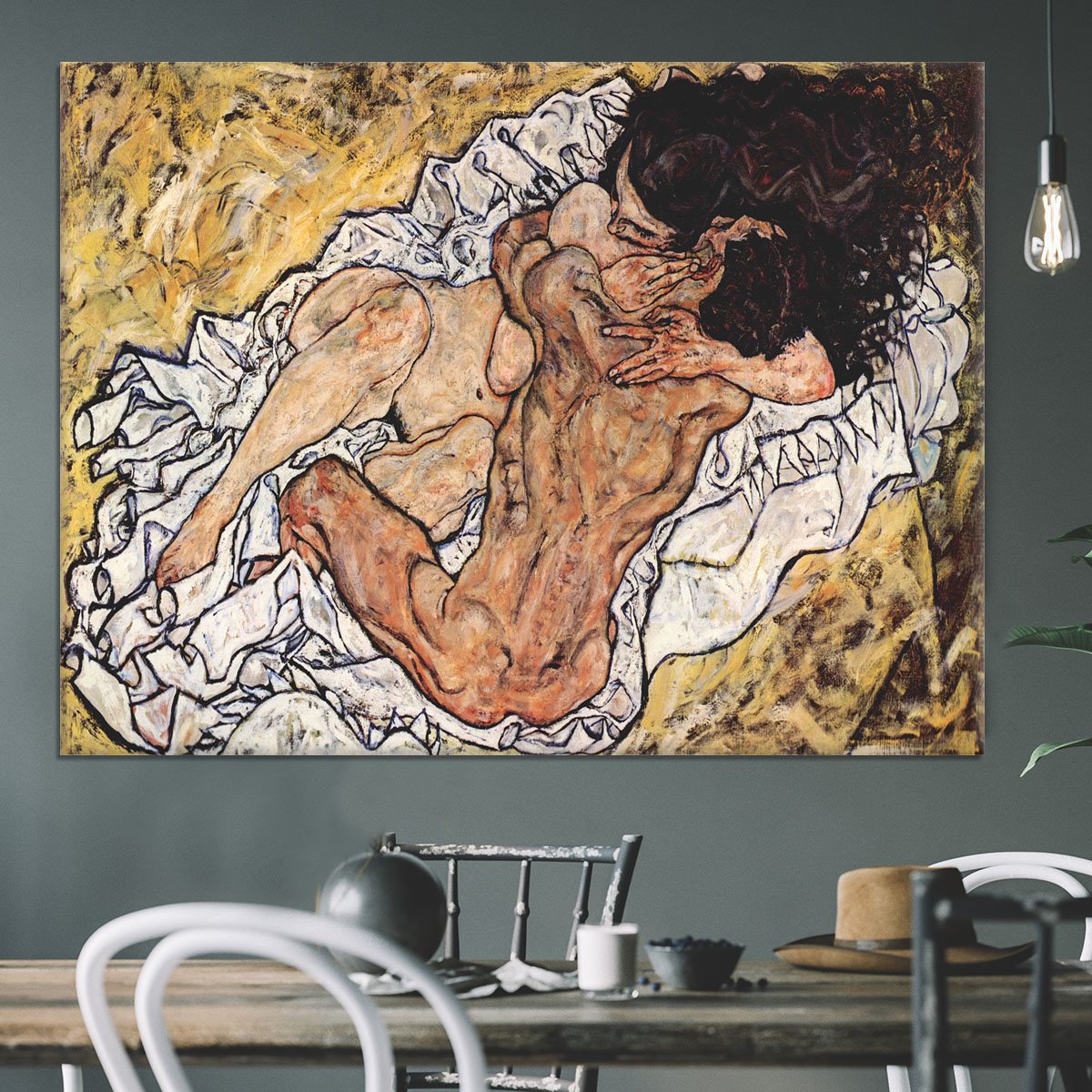 The Embrace by Egon Schiele Canvas Print or Poster