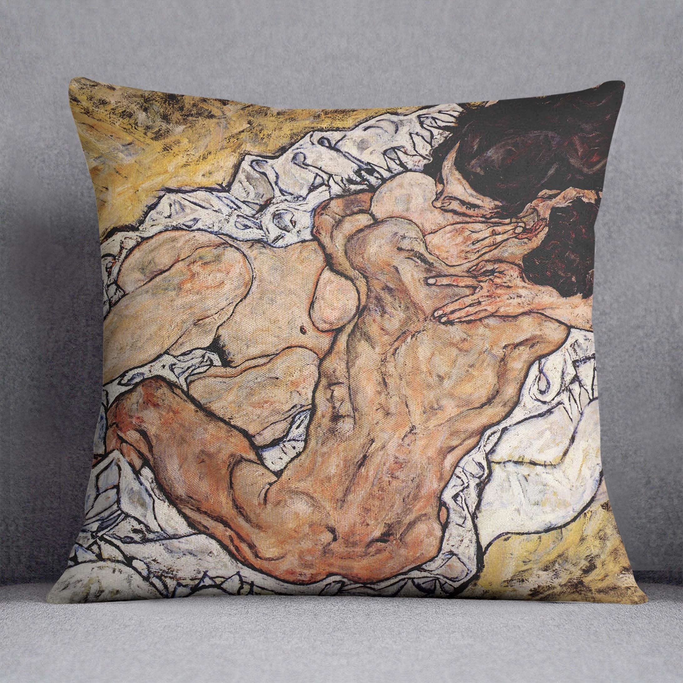 The Embrace by Egon Schiele Cushion